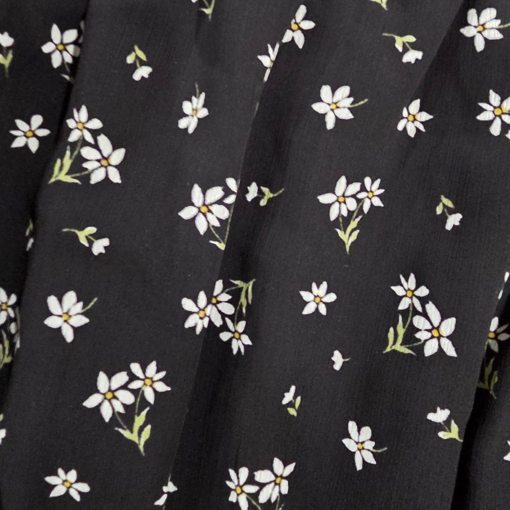 Madewell Floral Puff Sleeve Smocked Peplum Top Black White Daisy Square Neck L - Picture 2 of 7